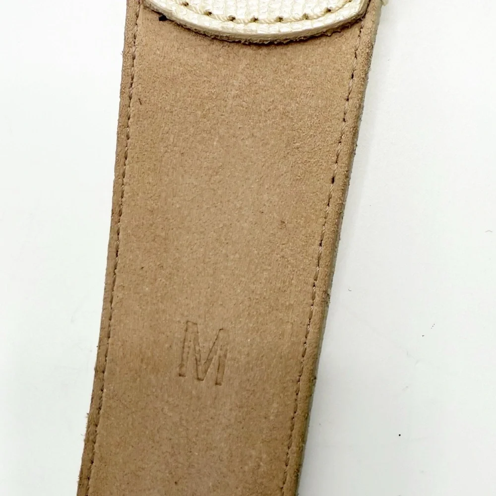 Linda Allard for Ellen Tracy Italian Calfskin Leather Belt, Gold-Tone Buckle, M